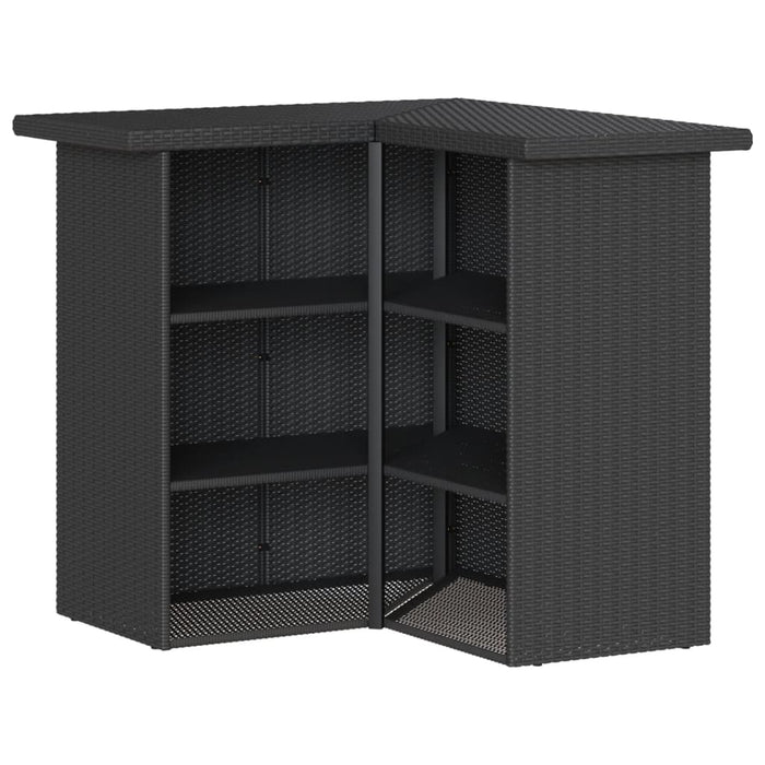 Set mobilier bar de grădină cu perne, 3 piese, negru, poliratan - WALTI WALTI