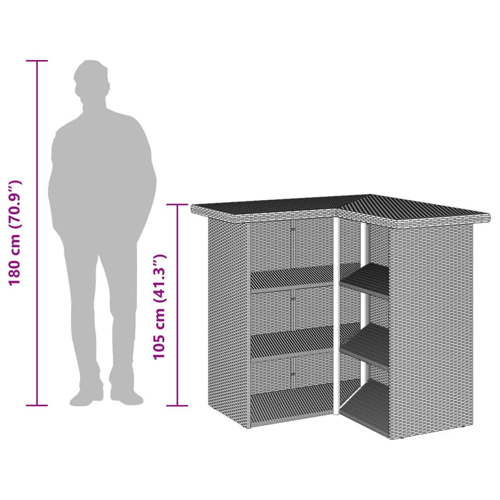 Set mobilier bar de grădină cu perne, 3 piese, negru, poliratan - WALTI WALTI