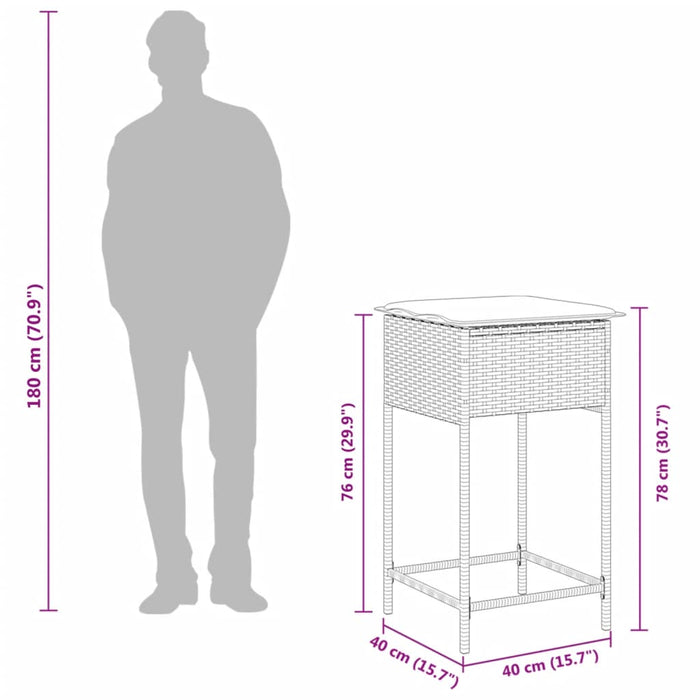 Set mobilier bar de grădină, cu perne, 5 piese, gri, poliratan - WALTI WALTI