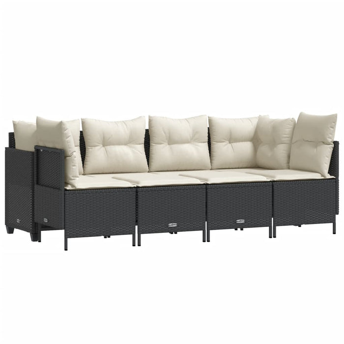 Set mobilier de grădină cu perne, 5 piese, negru, poliratan - WALTI WALTI