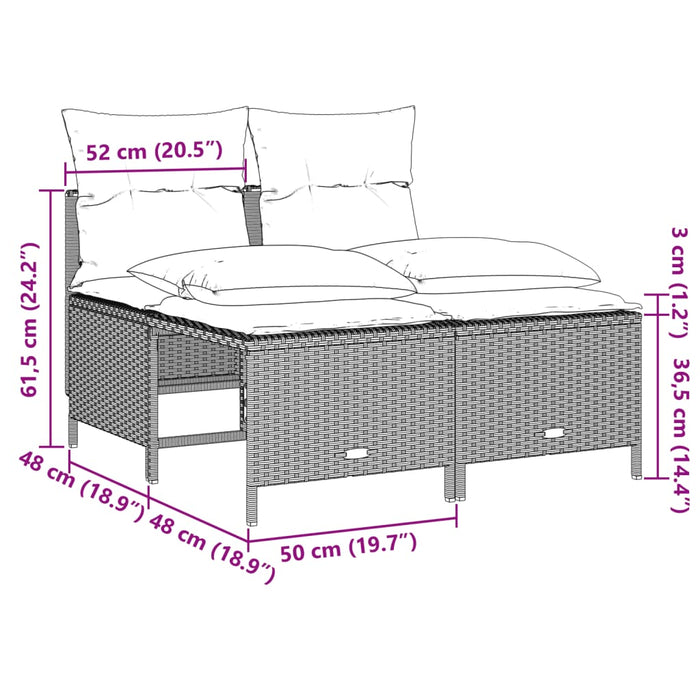 Set canapele de grădină cu perne, 5 piese gri deschis poliratan - WALTI WALTI