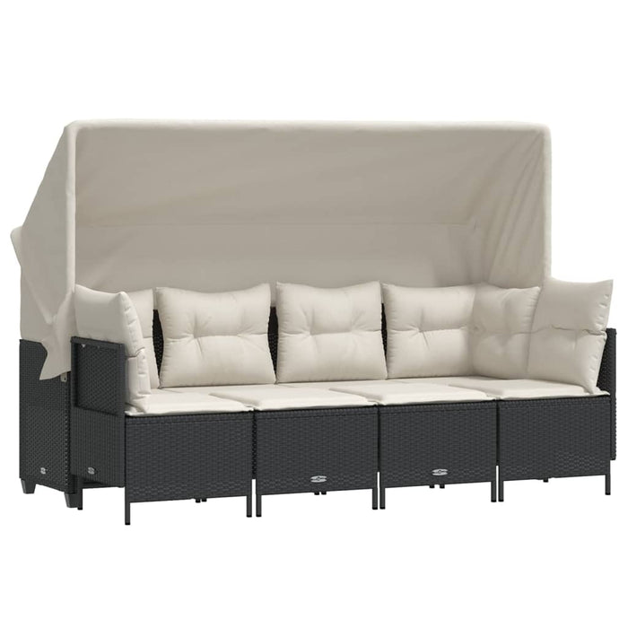 Set mobilier de grădină cu perne, 5 piese, negru, poliratan - WALTI WALTI