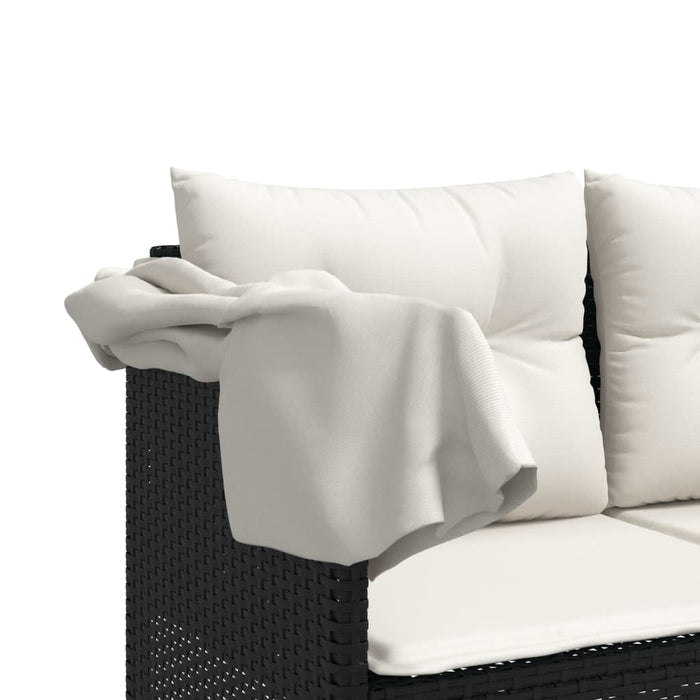 Set mobilier de grădină cu perne, 5 piese, negru, poliratan - WALTI WALTI