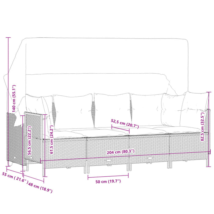 Set mobilier de grădină cu perne, 5 piese, negru, poliratan - WALTI WALTI