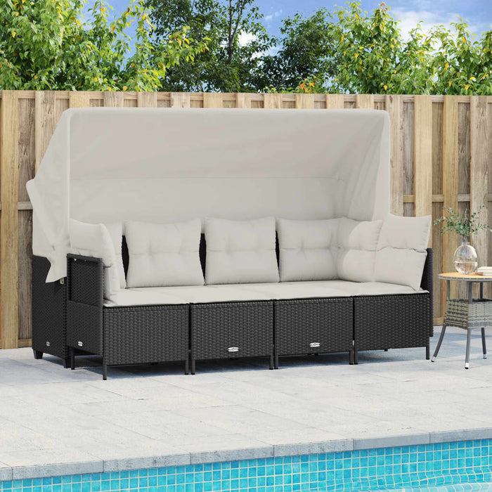 Set mobilier de grădină cu perne, 5 piese, negru, poliratan - WALTI WALTI