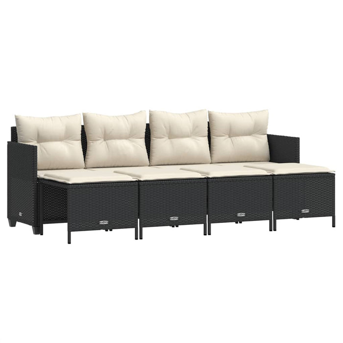 Set mobilier de grădină cu perne, 5 piese, negru, poliratan - WALTI WALTI