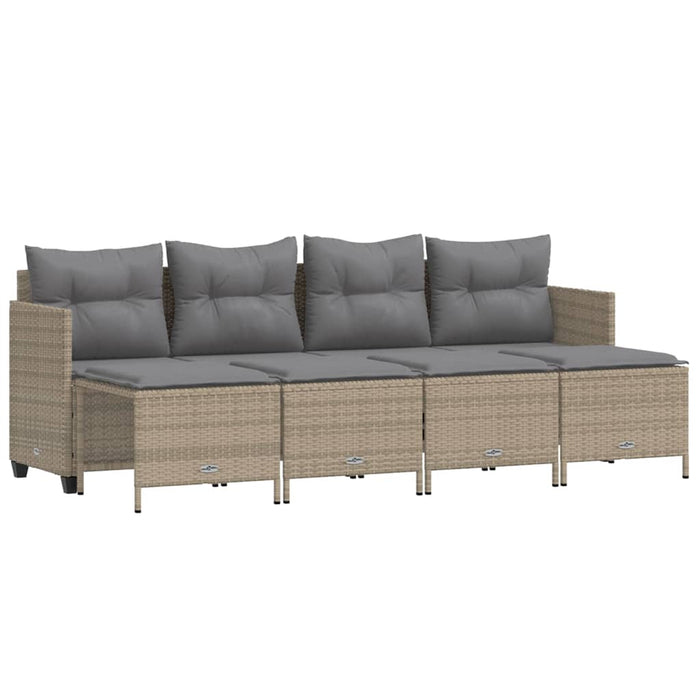 Set canapele de grădină cu perne, 5 piese, bej, poliratan WALTI