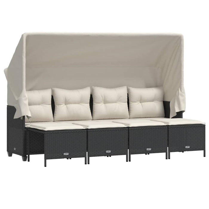 Set mobilier de grădină cu perne, 5 piese, negru, poliratan - WALTI WALTI