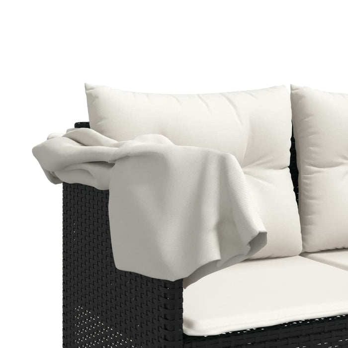 Set mobilier de grădină cu perne, 5 piese, negru, poliratan - WALTI WALTI