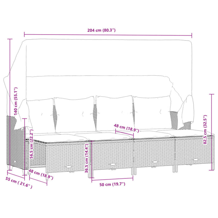 Set mobilier de grădină cu perne, 5 piese, negru, poliratan - WALTI WALTI
