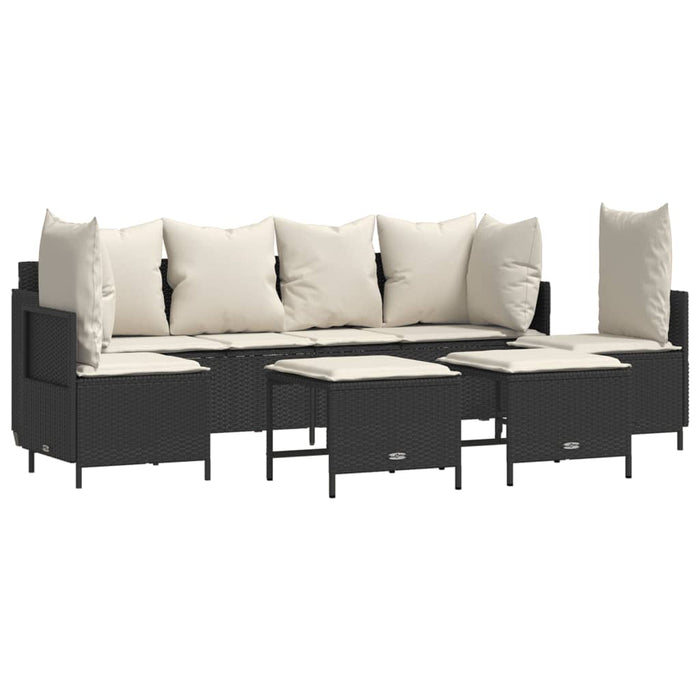 Set mobilier de grădină cu perne, 5 piese, negru, poliratan - WALTI WALTI