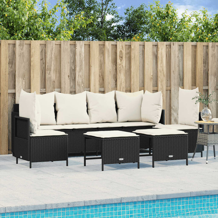 Set mobilier de grădină cu perne, 5 piese, negru, poliratan - WALTI WALTI