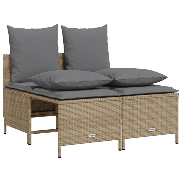 Set canapele de grădină cu perne, 5 piese, bej, poliratan WALTI