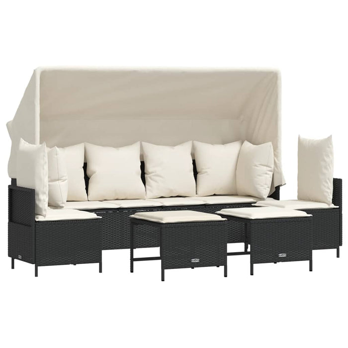 Set mobilier de grădină cu perne, 5 piese, negru, poliratan - WALTI WALTI