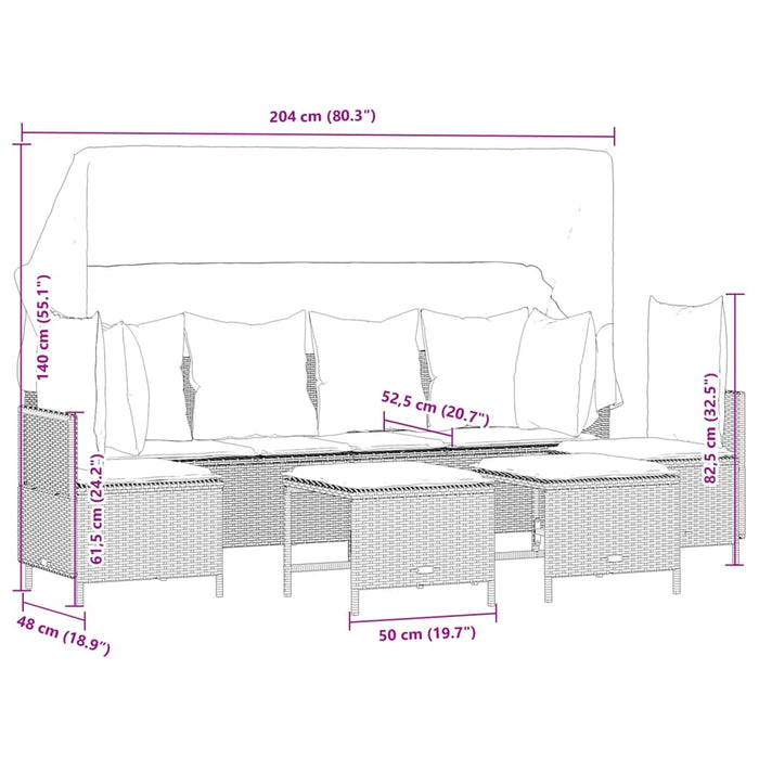 Set mobilier de grădină cu perne, 5 piese, negru, poliratan - WALTI WALTI