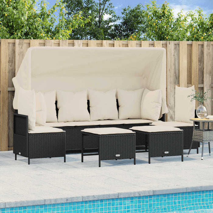 Set mobilier de grădină cu perne, 5 piese, negru, poliratan - WALTI WALTI