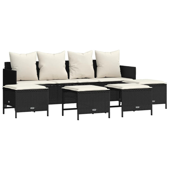 Set mobilier de grădină cu perne, 5 piese, negru, poliratan - WALTI WALTI
