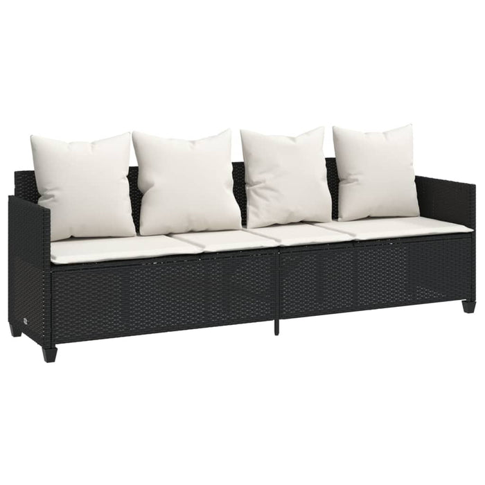 Set mobilier de grădină cu perne, 5 piese, negru, poliratan - WALTI WALTI
