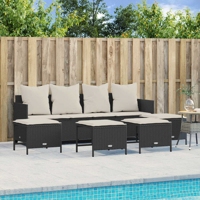 Set mobilier de grădină cu perne, 5 piese, negru, poliratan - WALTI WALTI
