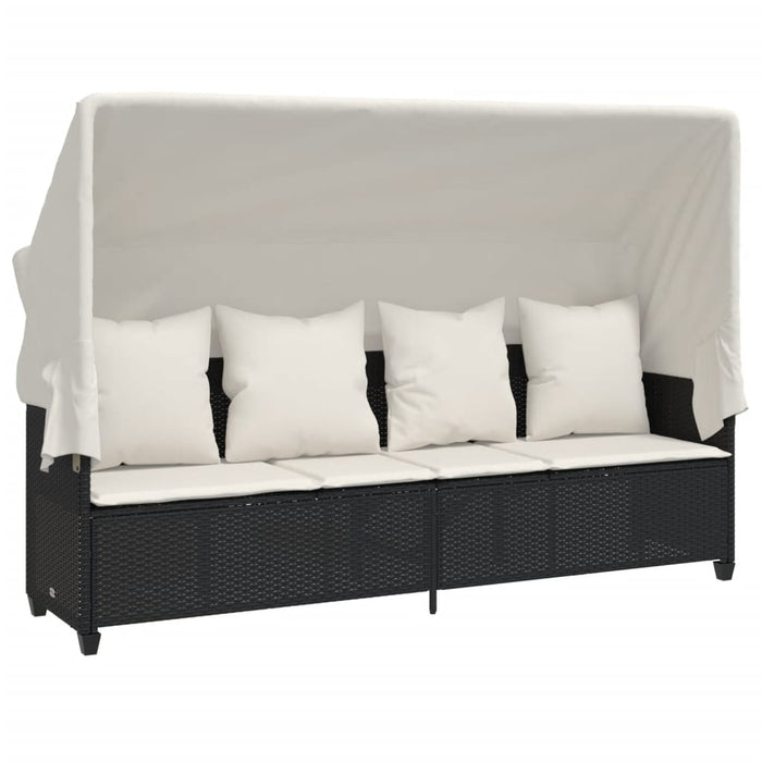 Set mobilier de grădină cu perne, 5 piese, negru, poliratan - WALTI WALTI