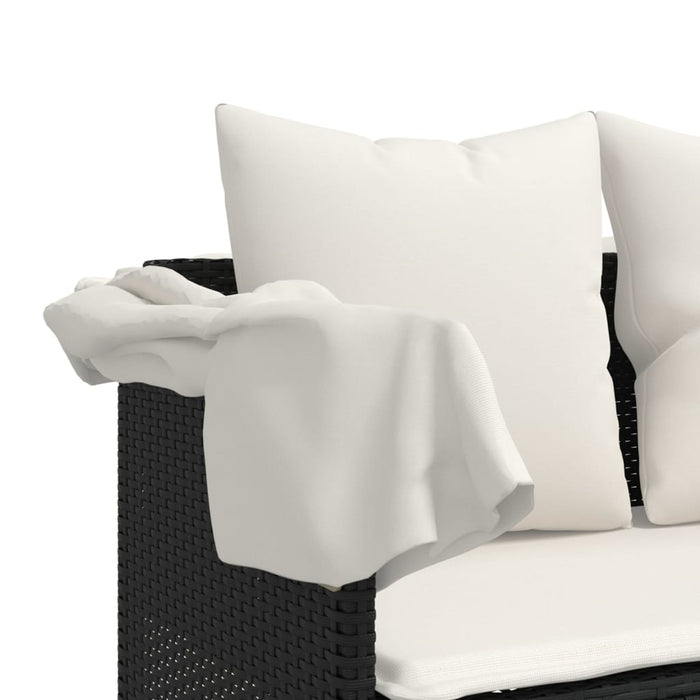 Set mobilier de grădină cu perne, 5 piese, negru, poliratan - WALTI WALTI