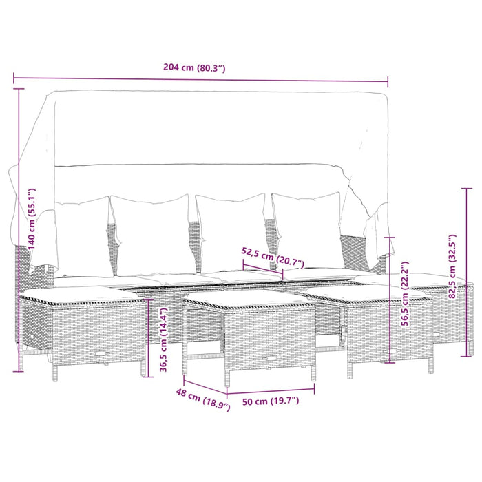 Set mobilier de grădină cu perne, 5 piese, negru, poliratan - WALTI WALTI