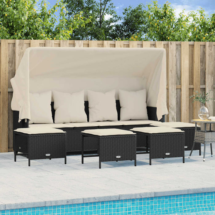 Set mobilier de grădină cu perne, 5 piese, negru, poliratan - WALTI WALTI