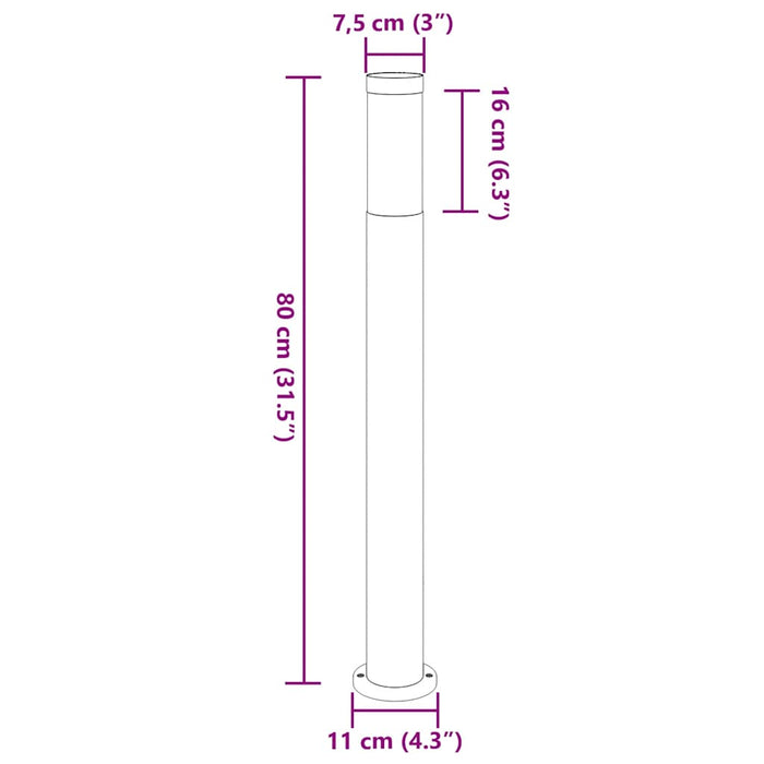 Stâlp luminos 80 cm oțel inoxidabil IP44 - WALTI WALTI