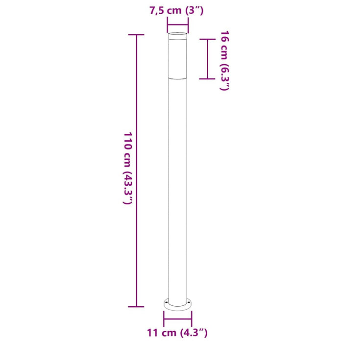 Stâlp luminos 110 cm oțel inoxidabil IP44 - WALTI WALTI