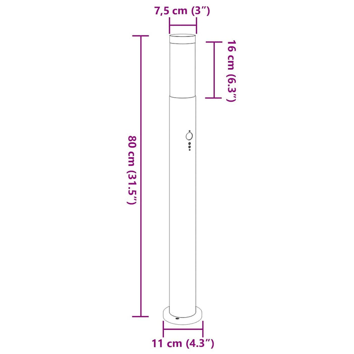 Stâlp luminos cu senzor, 80 cm, oțel inoxidabil, IP44 - WALTI WALTI