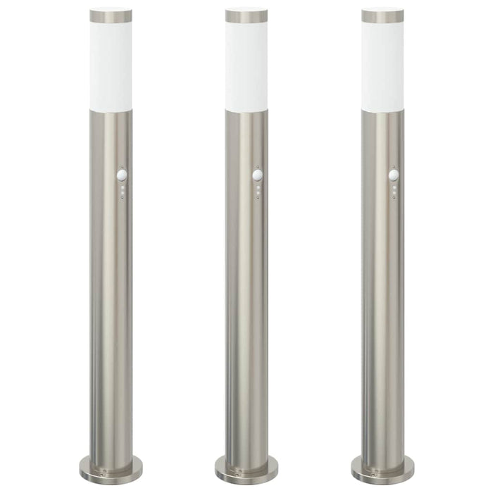 Stâlpi iluminatori cu senzor, 3 buc., 80 cm, oțel inoxidabil, IP44 - WALTI WALTI