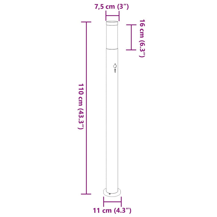 Stâlp luminos cu senzor 110 cm oțel inoxidabil IP44 - WALTI WALTI