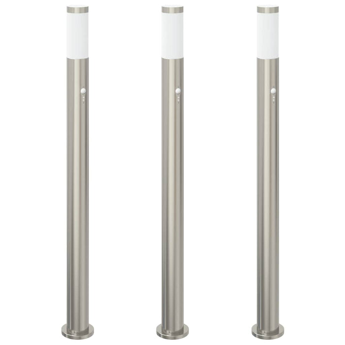 Stâlpi iluminatori cu senzor, 3 buc., 110 cm, oțel inoxidabil, IP44 - WALTI WALTI