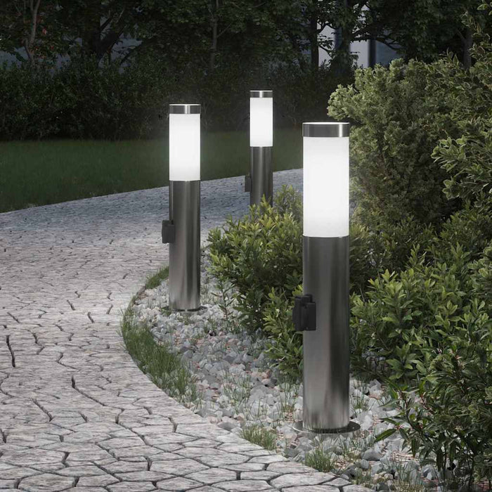 Stâlpi iluminatori cu priză, 3 buc., 50 cm, oțel inoxidabil, IP44 - WALTI WALTI