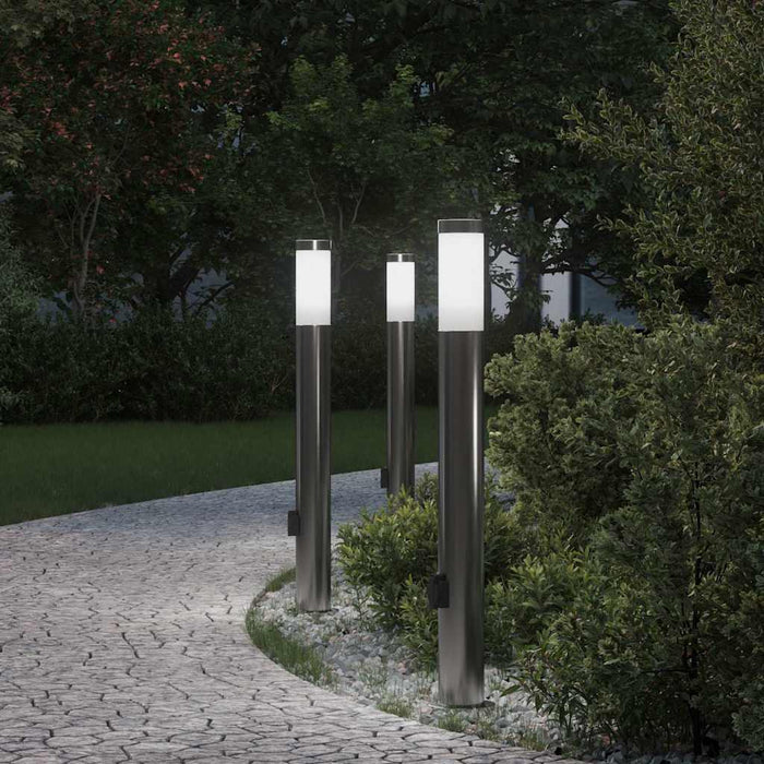 Stâlpi iluminatori cu priză, 3 buc., 80 cm, oțel inoxidabil, IP44 - WALTI WALTI