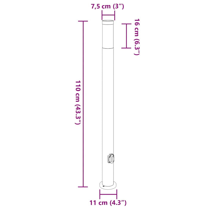Stâlpi iluminatori cu priză, 3 buc., 110 cm, oțel inoxidabil, IP44 - WALTI WALTI