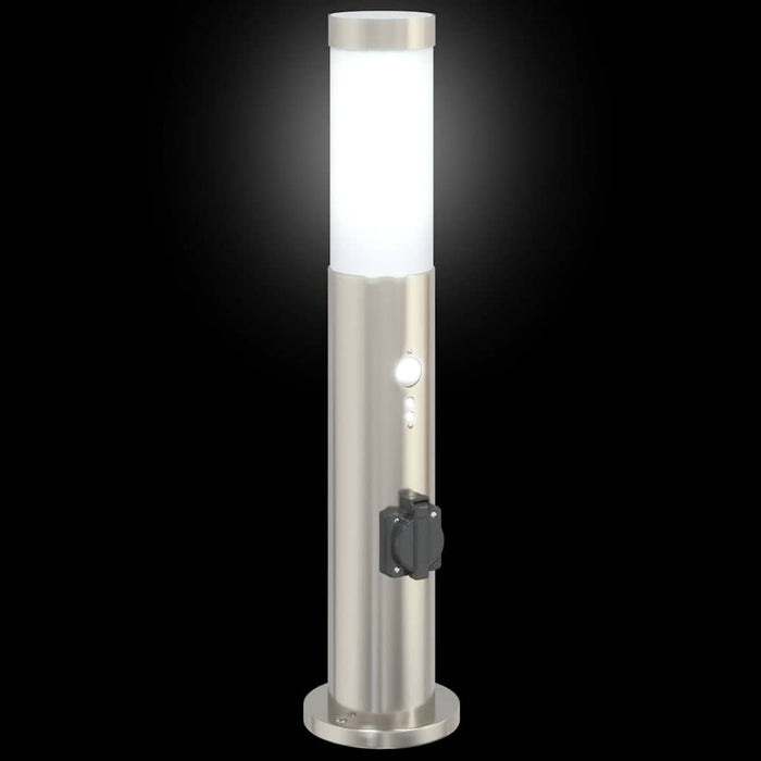 Stâlpi iluminatori cu senzor și priză, 3 buc., 50 cm, oțel inoxidabil, IP44 - WALTI WALTI