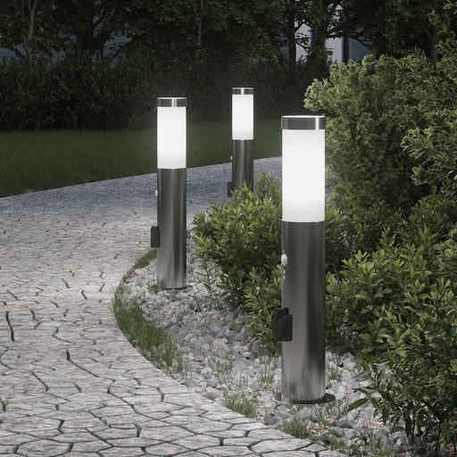Stâlpi iluminatori cu senzor și priză, 3 buc., 50 cm, oțel inoxidabil, IP44 - WALTI WALTI