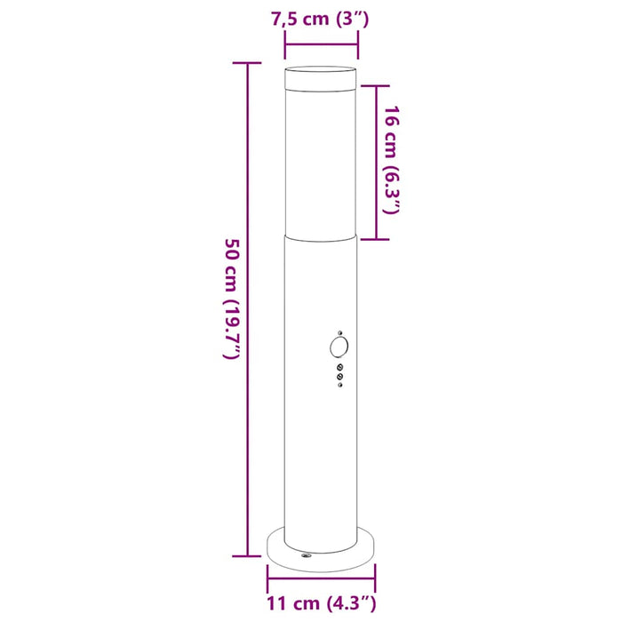 Stâlpi iluminatori cu senzor, 3 buc., 50 cm, oțel inoxidabil, IP44 - WALTI WALTI