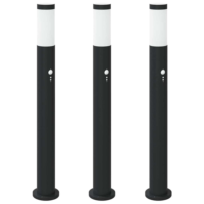 Stâlpi iluminatori cu senzor, 3 buc., 80 cm, oțel inoxidabil, IP44 - WALTI WALTI