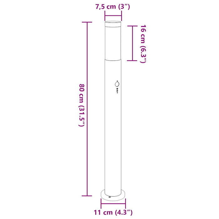 Stâlpi iluminatori cu senzor, 3 buc., 80 cm, oțel inoxidabil, IP44 - WALTI WALTI