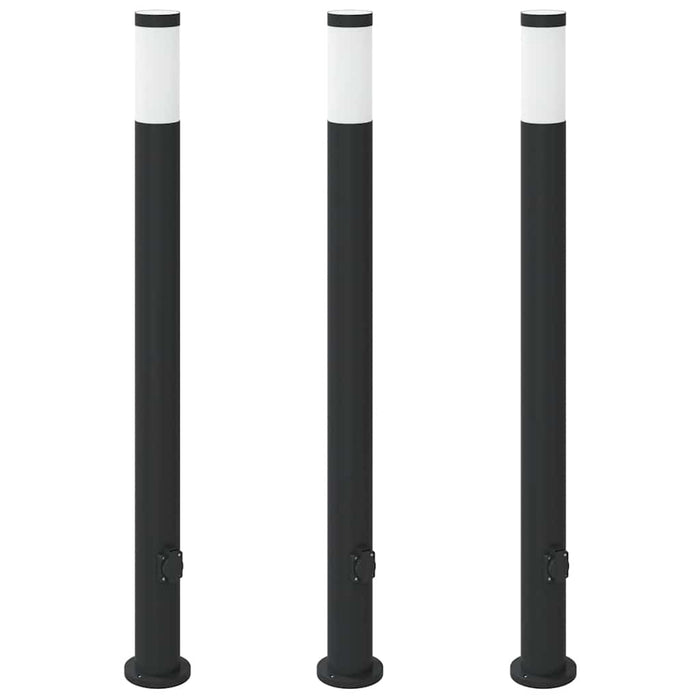 Stâlpi iluminatori cu priză, 3 buc., 110 cm, oțel inoxidabil, IP44 - WALTI WALTI