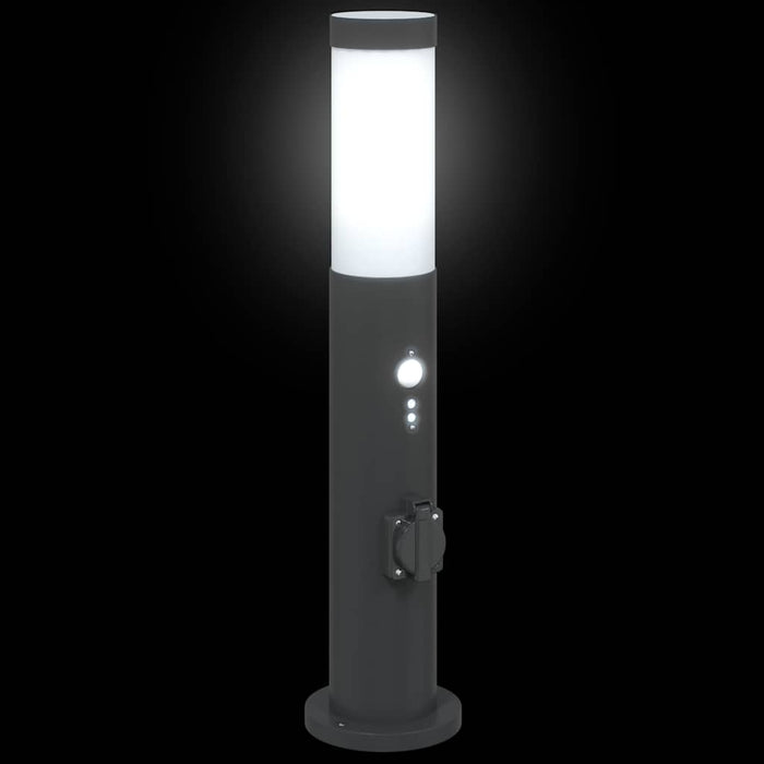 Stâlpi iluminatori cu senzor și priză, 3 buc., 50 cm, oțel inoxidabil, IP44 - WALTI WALTI
