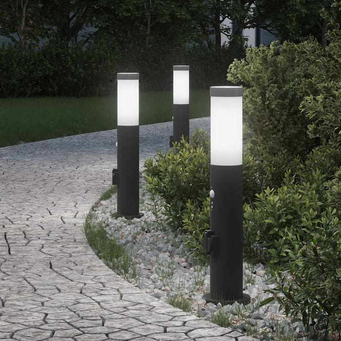 Stâlpi iluminatori cu senzor și priză, 3 buc., 50 cm, oțel inoxidabil, IP44 - WALTI WALTI
