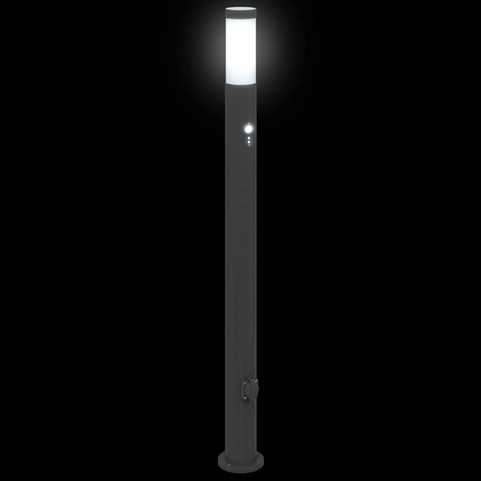 Stâlpi iluminatori cu senzor și priză, 3 buc., 110 cm, oțel inoxidabil, IP44 - WALTI WALTI
