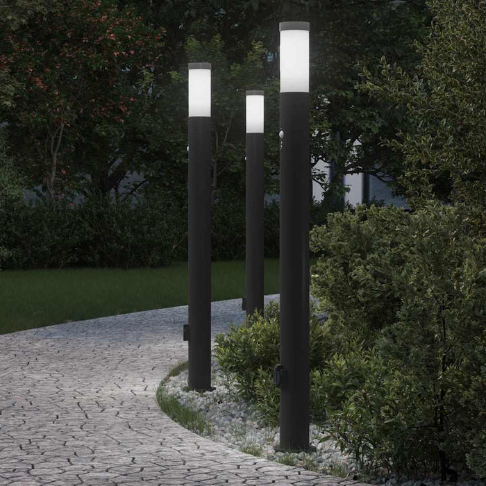 Stâlpi iluminatori cu senzor și priză, 3 buc., 110 cm, oțel inoxidabil, IP44 - WALTI WALTI