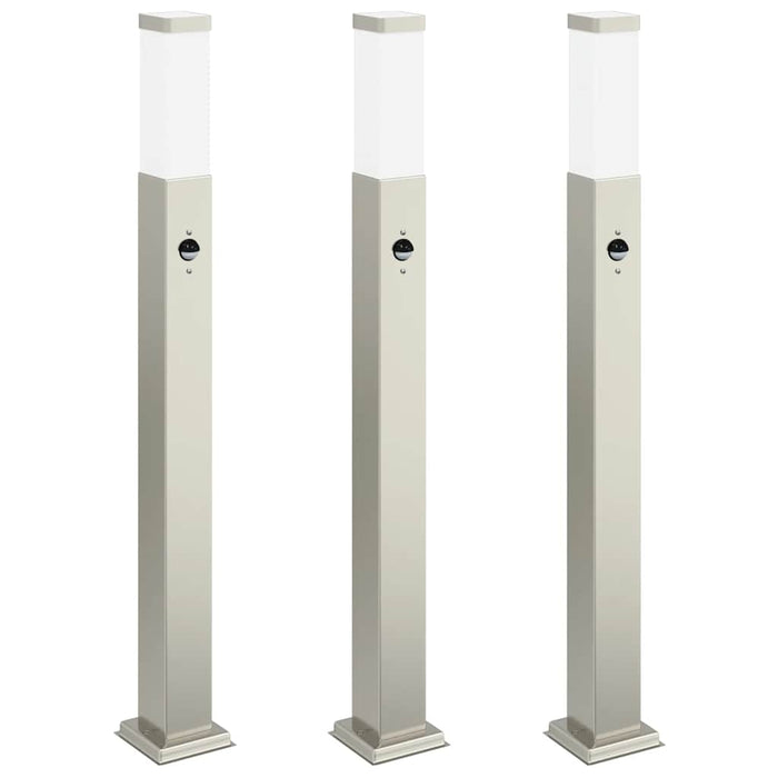 Stâlpi iluminatori cu senzor, 3 buc., 80 cm, oțel inoxidabil, IP44 - WALTI WALTI