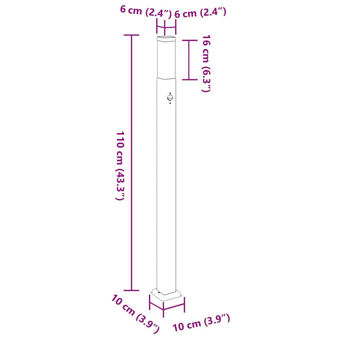 Stâlp luminos cu senzor 110 cm oțel inoxidabil IP44 - WALTI WALTI