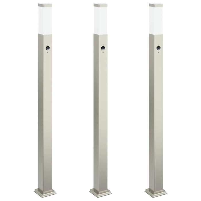 Stâlpi iluminatori cu senzor, 3 buc., 110 cm, oțel inoxidabil, IP44 - WALTI WALTI