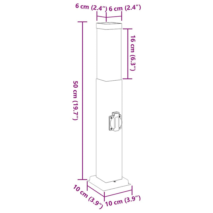 Stâlpi iluminatori cu priză, 3 buc., 50 cm, oțel inoxidabil, IP44 - WALTI WALTI